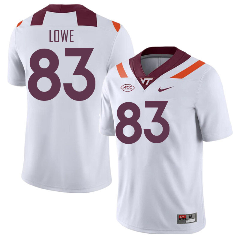 Men #83 Kyle Lowe Virginia Tech Hokies College Football Jerseys Stitched Sale-White - Click Image to Close